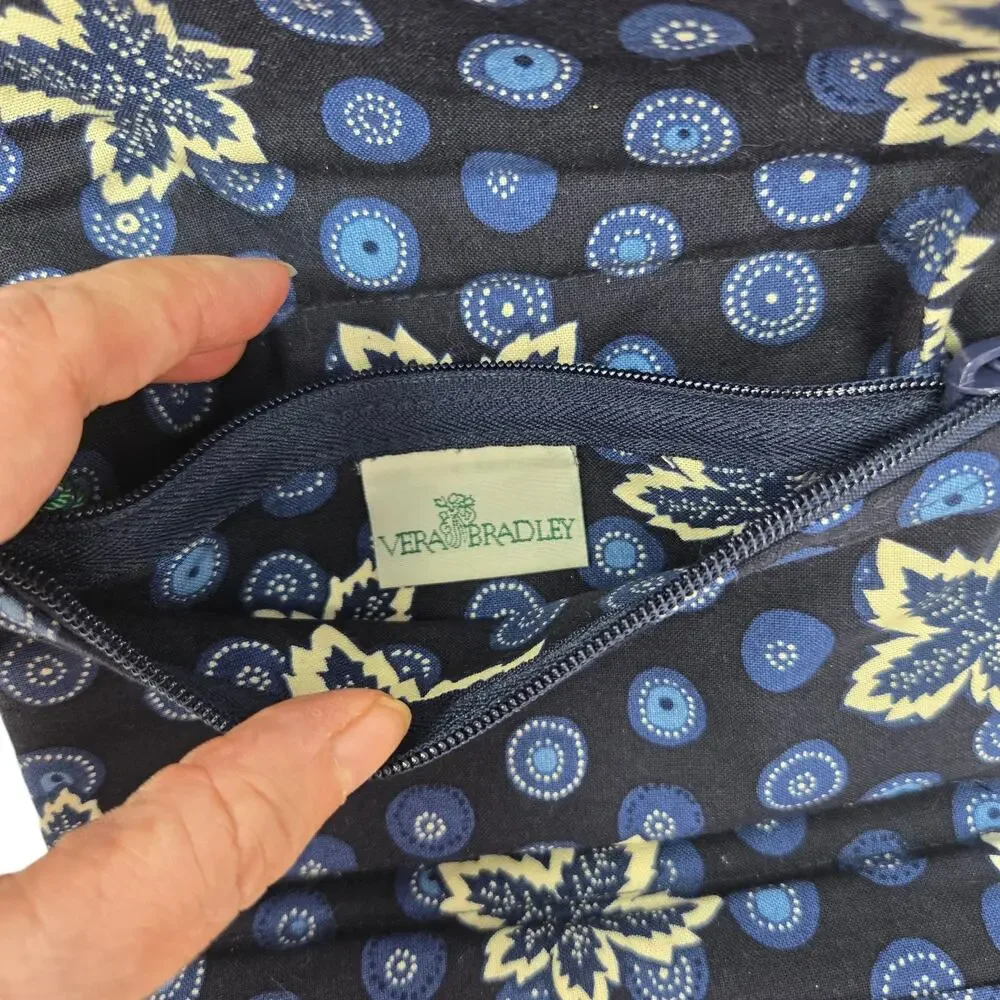 Vera‎ Bradley Crossbody Wallet Blue Coin Pattern Retired Vintage Y2K NWT Quilted